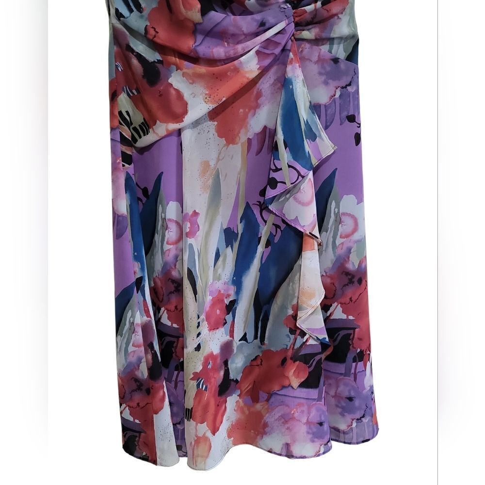 Coldwater Creek Purple Multicolored Floral Print V-neck Dress Sz 6 - Picture 6 of 10